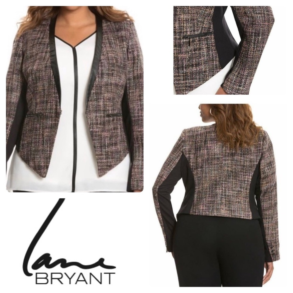 Lane Bryant Black Multi Tweed Blazer Jacket Sz 28